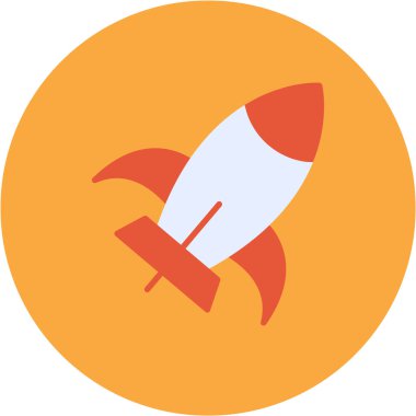 Roket. Web simgesi basit illüstrasyon