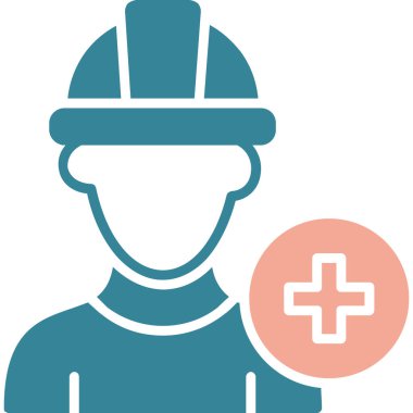 Vektör illüstrasyonu, miğfer simgesi olan adam