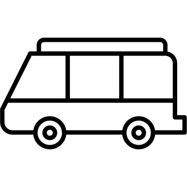 Kamp karavanı ikonu ana hatları vektörü. Araba yolculuğu. kamp gezisi