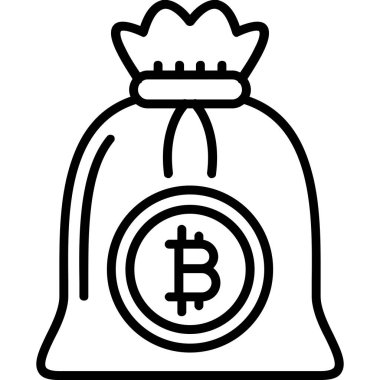 çanta bitcoin kripto para birimi simgesi ana hat biçiminde