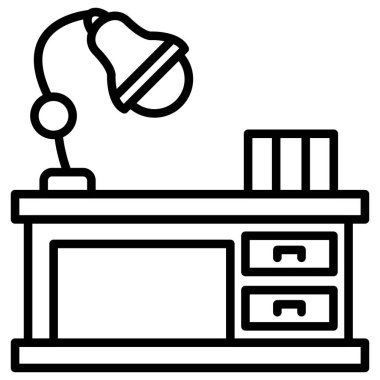 Bilgisayar simgesi olan ofis masası, özet biçimi