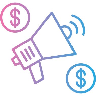 Dolar işareti vektör simgesi olan megafon