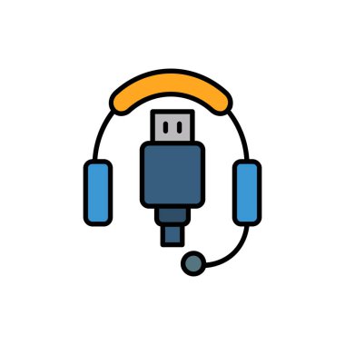 kulaklık vektörü düz renk simgesi