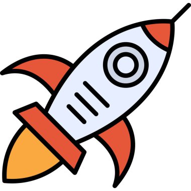 Roket. Web simgesi basit illüstrasyon