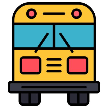 Otobüs okulu ikonu vektör taslağı çizimi. okul otobüsü