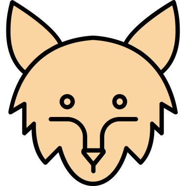 hayvan tilki simgesi, ana hatlı vektör