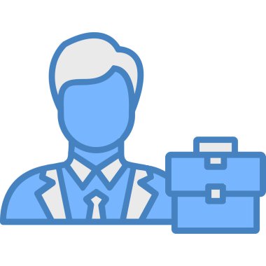 Evrak çantası ve saç stili illüstrasyonlu iş adamı avatarı