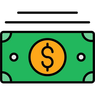 Dolar gagası simgesi renk ana hatları vektörü