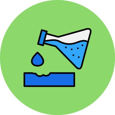 Bir su damlasının mavi ve siyah ikonunun vektör çizimi