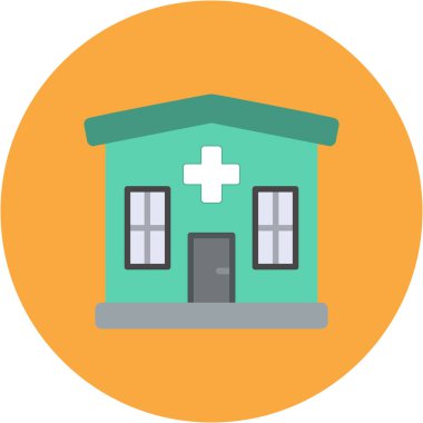Hastane Binası düz simgesi. Vektör çizim