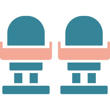 iki sandalye düz vektör simgesi