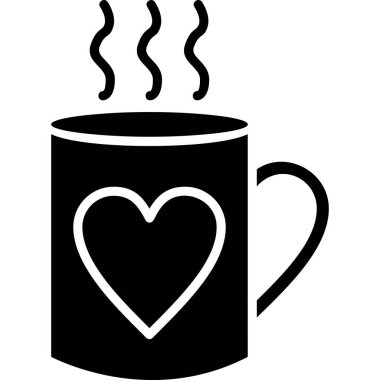Kalp vektör simgesi dizaynlı kahve fincanı