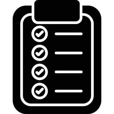 Kontrol listesi vektör simgesi. biçim çift renkli düz sembol, yoğun kırmızı ve siyah renkler, yuvarlak açılar,