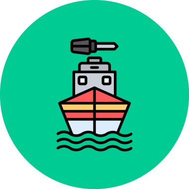 Bir tekne simgesinin vektör illüstrasyonu