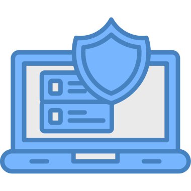 Laptop koruma kalkanı simgesi. beyaz üzerinde izole edilmiş bilgisayar koruma vektörü simgesi rengi