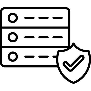 veri güvenlik simgesi ana hatları vektörü. Veri koruması. veri kalkanı