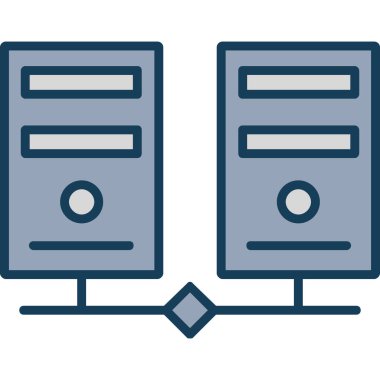 Beyaz arkaplan üzerinde web sunucu vektör çizgisi simgesi, bilgi, web sitesi veya uygulama için veri veritabanı simgesi simgesi işareti. mavi konseptle dizayn edilmiş,