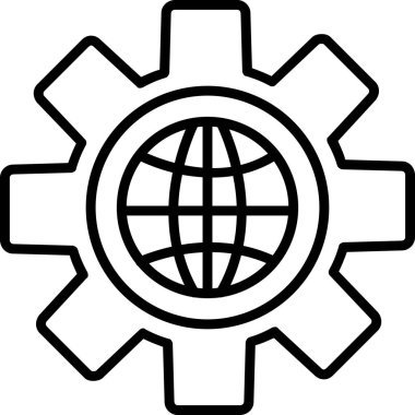 küresel ayar simgesi. beyaz arkaplanda izole edilmiş web tasarımı için genel dişli vektör simgesi