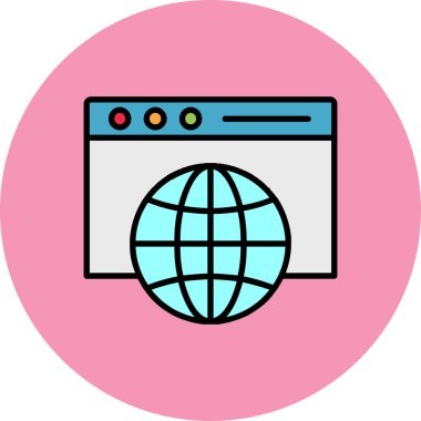 Tarayıcı internet genel simgesi doldurulmuş ana hatlar biçiminde