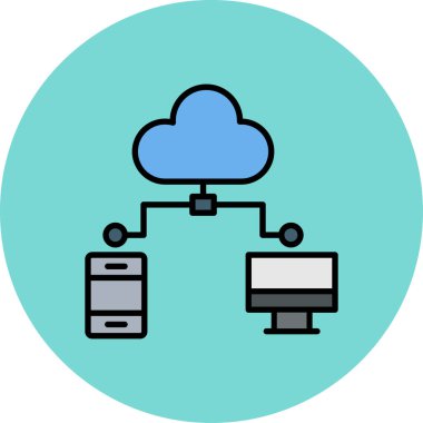 Bulut sunucusu simgesi. Web için bulut vektör simgelerinin düz çizimi