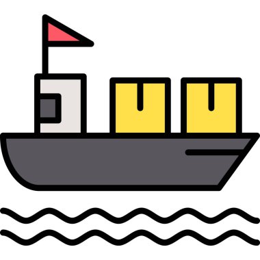 kargo gemisi simgesi. Gemi vektör düz tasarımının özet çizimi