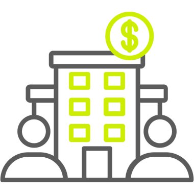 Banka binası simgesi vektör çizimi tasarımı