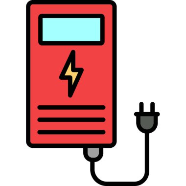 Elektrikli pil simgesi. Web için elektrik pili vektör simgesinin özet çizimi