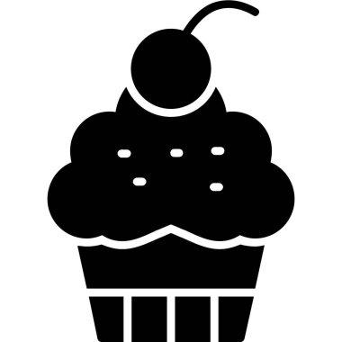 Basit tarzı izole vektör çizim simgesinde cupcake