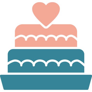 kek düğün aşk simgesi düz stil