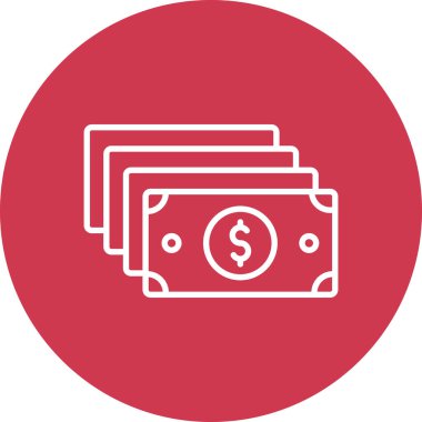 Dolar işaretli para çantası, simge vektör illüstrasyonu