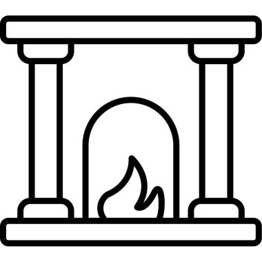 Şömine ikonu. Web için şömine vektör simgelerinin özet çizimi