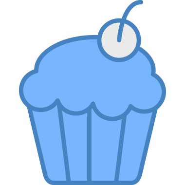 Kek ikonu. Web için cupcake vektör simgelerinin basit çizimi