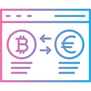 Doldurulmuş dış hat biçiminde bitcoin para değişim simgesi