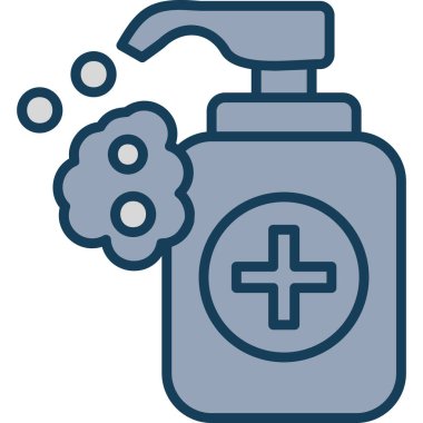 Şişe dezenfektan sabun simgesi doldurulmuş ana hatlarıyla