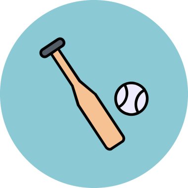 Beyzbol sopası simgesi renk ana hatları vektörü