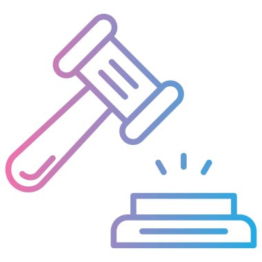 Law gavel simgesi, vektör illüstrasyonu