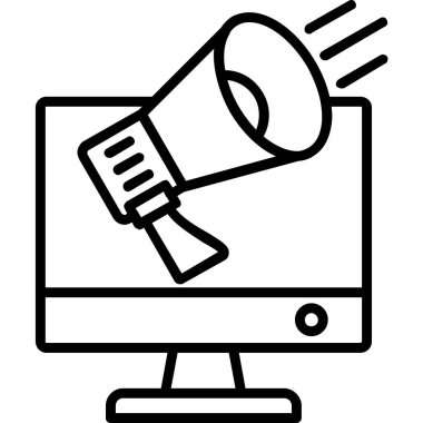 Bilgisayar monitörü ikon ana hatları vektörü. dijital monitör