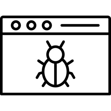 Tarayıcı pencere simgesi. Beyaz arkaplanda izole edilmiş web tasarımı için taslak tarayıcı pencere vektörü simgesi