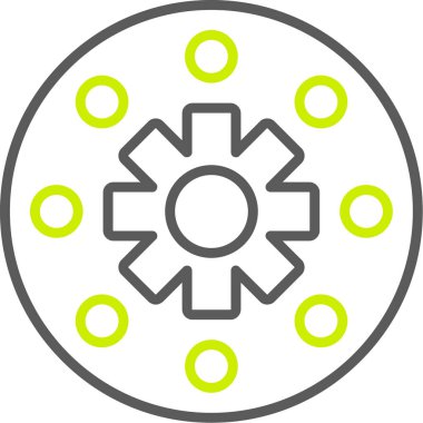 dişli simgesi vektörü. biçim yuvarlak çember içindeki düz simge sembolüdür, eko yeşil renk, beyaz arkaplan