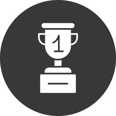 Kazanan kupa düz yuvarlanmış vektör simgesi