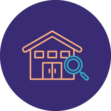 Arama işaretli evin vektör simgesi