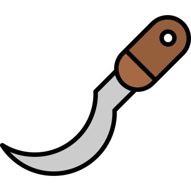 karikatür renkli mutfak bıçağı beyaz arka planda izole edilmiş.