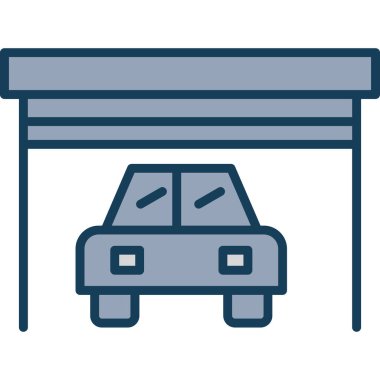 araba garajı ikonu vektör illüstrasyonu