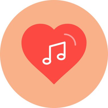 Bir notalı kalp, müzik ikonu. vektör illüstrasyonu.