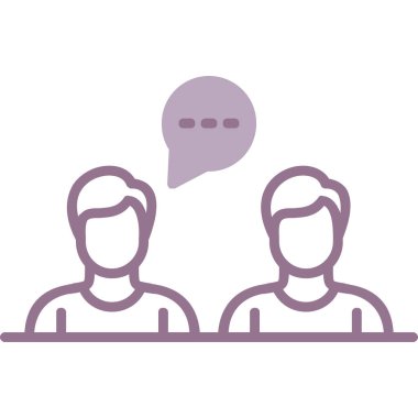 İş görüşmeleri ince çizgi simgesi, iş adamları ve ofis, konuşma işareti, vektör grafikleri, beyaz arkaplan üzerinde doğrusal desen, 1.