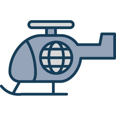 Helikopter ikonu. İnce çizgi tasarımı. vektör grafik illüstrasyonu.