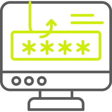 bilgisayar parola renk simgesi. Bilgisayar şifresi ve şifre işareti. izole resim