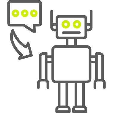 Robot ve sohbet ikonu. vektör illüstrasyonu