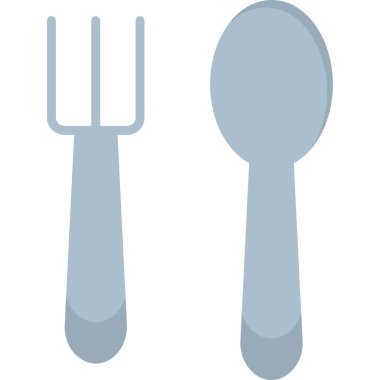 kaşık ve çatal ikonu. Beyaz arkaplanda izole edilmiş vektör illüstrasyonu.