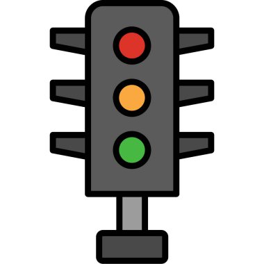 Trafik ışığı simgesi. Web için trafik ışığı vektör simgesinin özet çizimi
